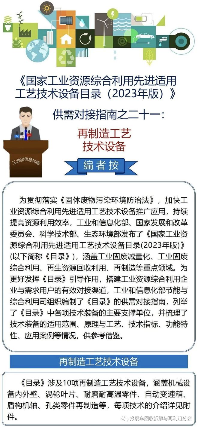 【设备目录】工信部:再制造工艺技术设备米乐M6 M6米乐目录(2023年版)(图1) 【设备目录】工信部:再制造工艺技术设备米乐M6 M6米乐目录(2023年版)(图1)